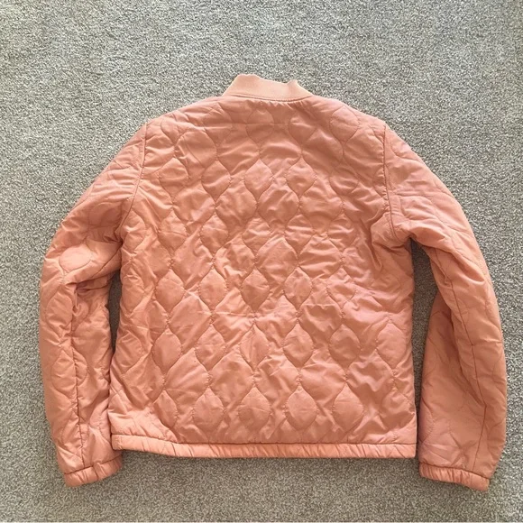 Obey Quilted Pink / Peach Embroidered Logo Puffer Jacket size Medium - Picture 6 of 12